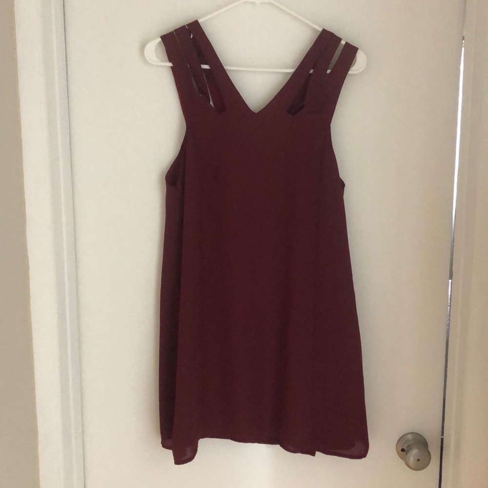 TOBI Wine Red Halter Strappy Shift Dress Sz M